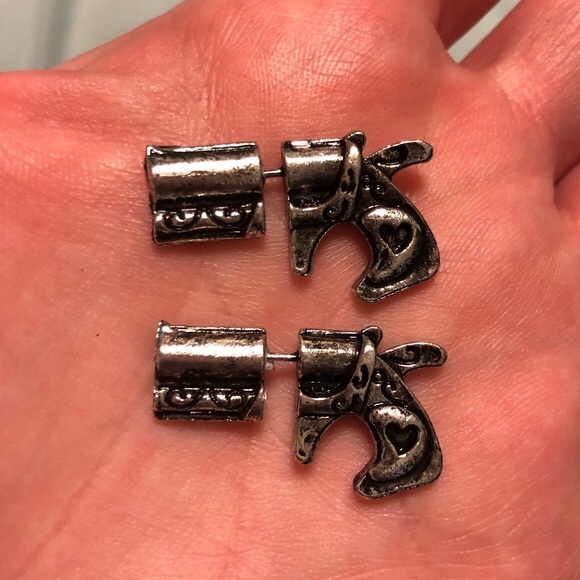 Gun Earrings 3D Punk Pistol Bullet Studs - Picture 7 of 7